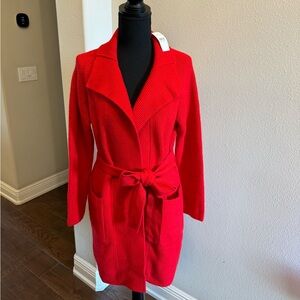 NWT Ann Taylor Red shawl cardigan with tie belt
